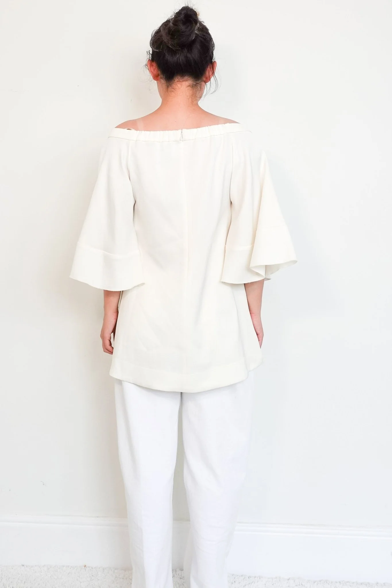 Ellery Satin white Off Shoulder Top with wide sleeves | Authentic Preloved-OUTLET NO RETURNS - Image 3