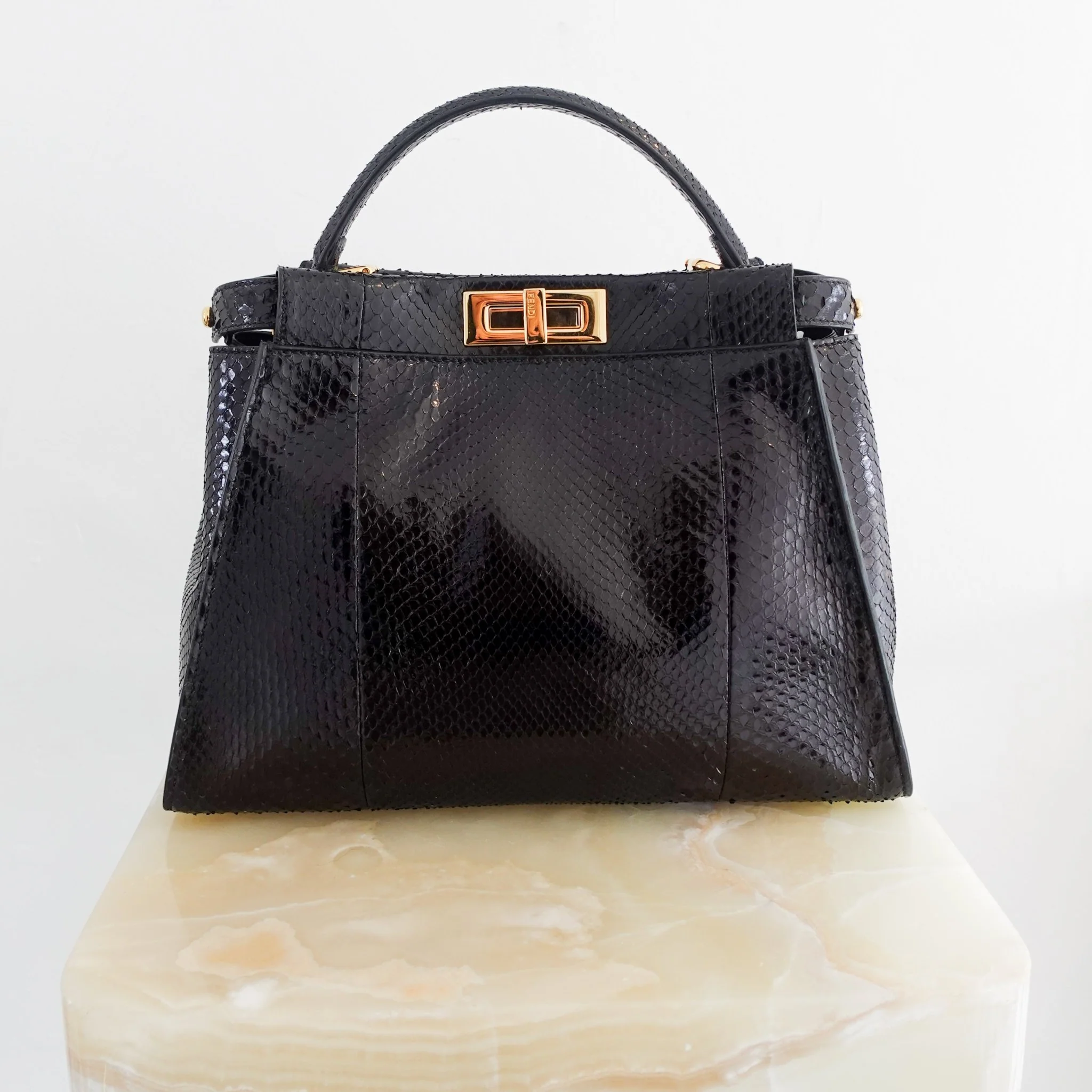 Fendi Black Python Medium Peekaboo bag RRP £5000 | Authentic Preloved - Image 4