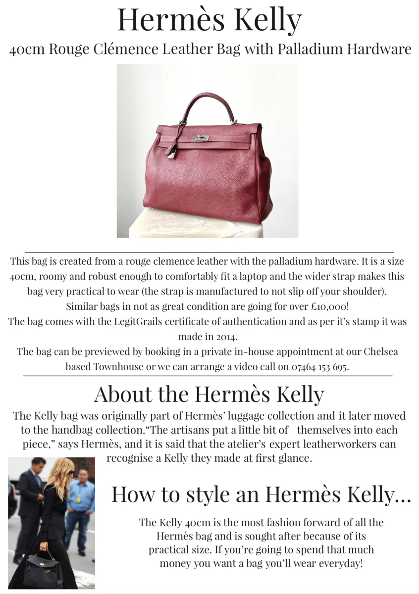 Hermès Kelly 40cm – Rouge Clémence Leather with Palladium Hardware | Authentic Preloved - Image 30
