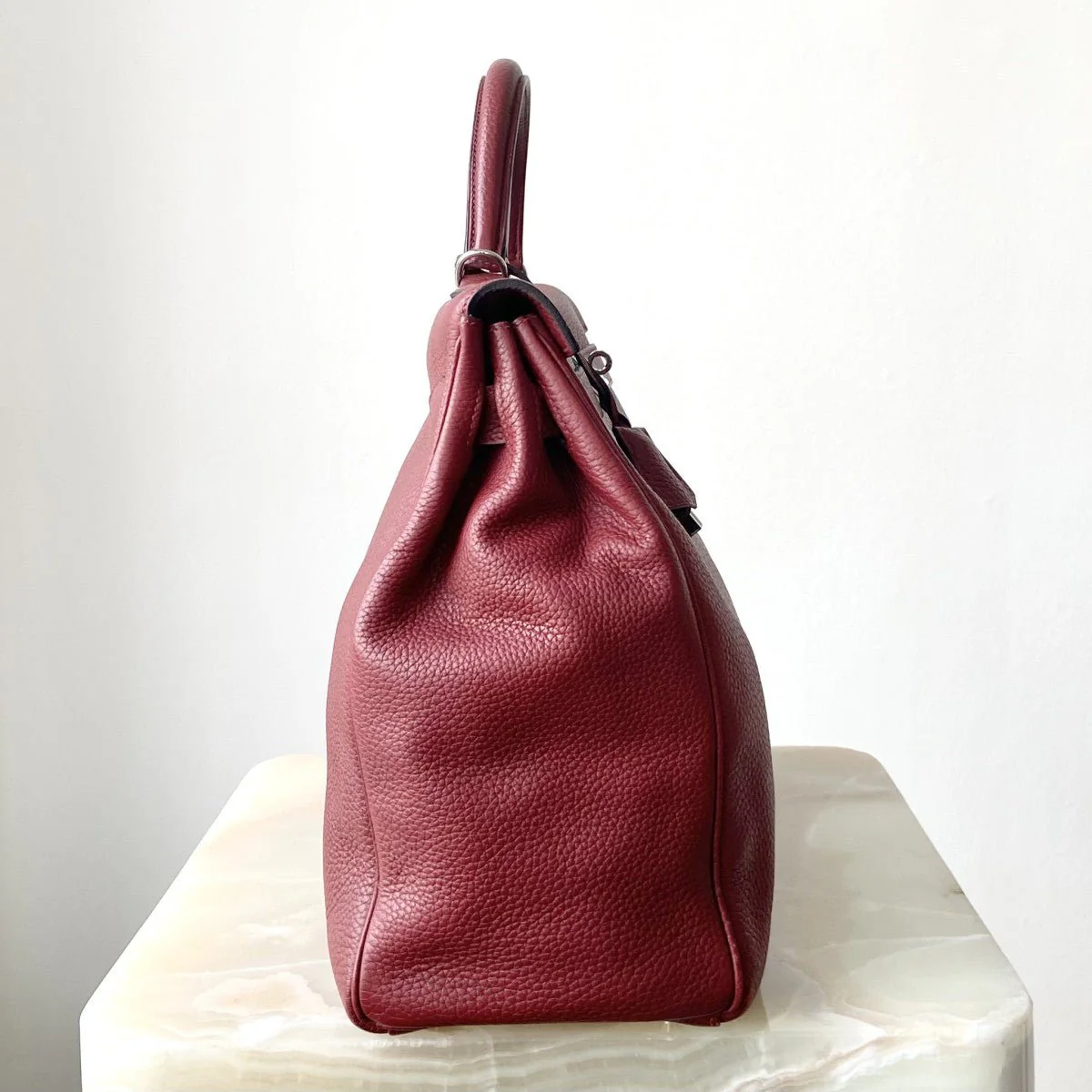 Hermès Kelly 40cm – Rouge Clémence Leather with Palladium Hardware | Authentic Preloved - Image 6