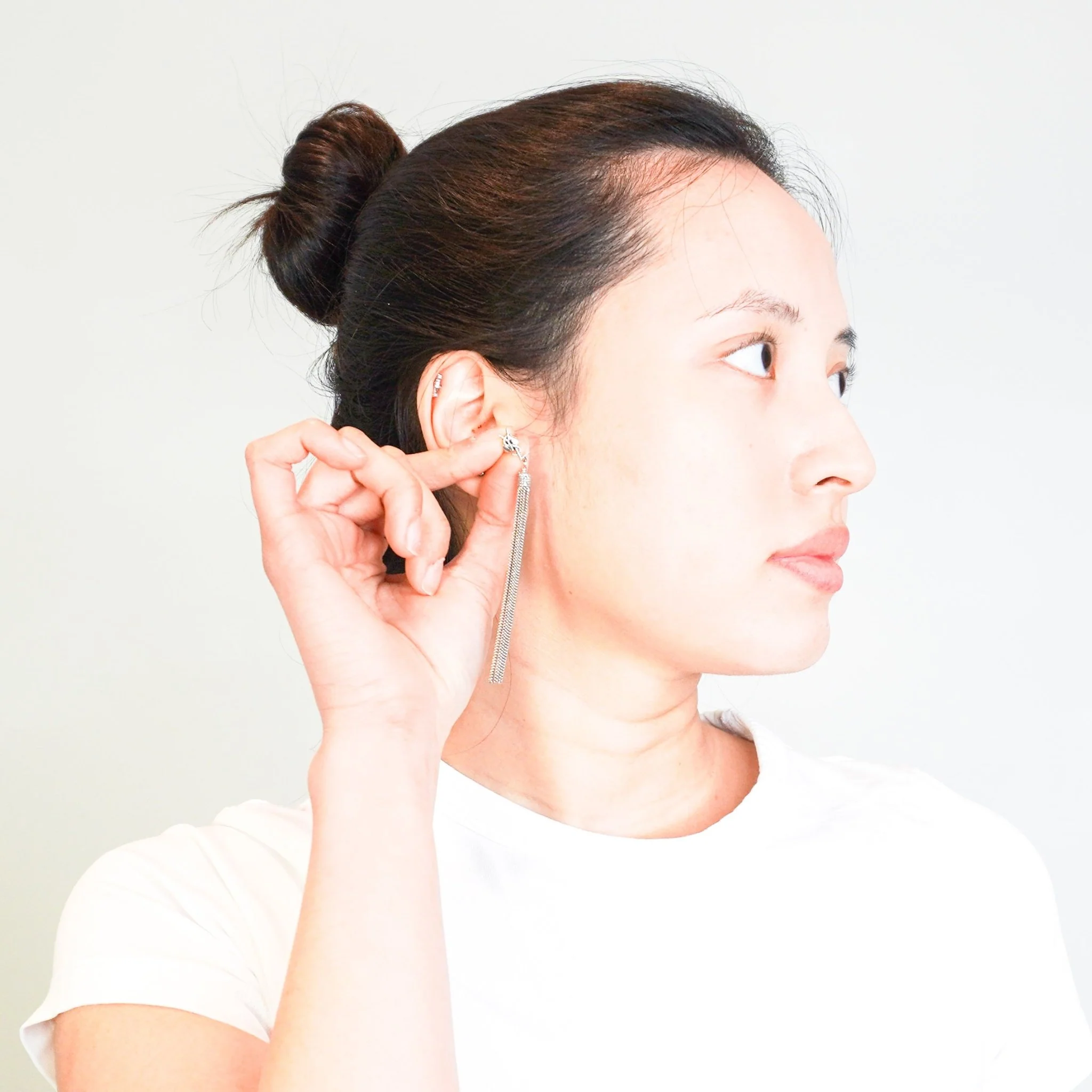 Saint Laurent Silver Loulou Chain Earrings RRP £372 | Authentic Preloved FINAL SALE - Image 5